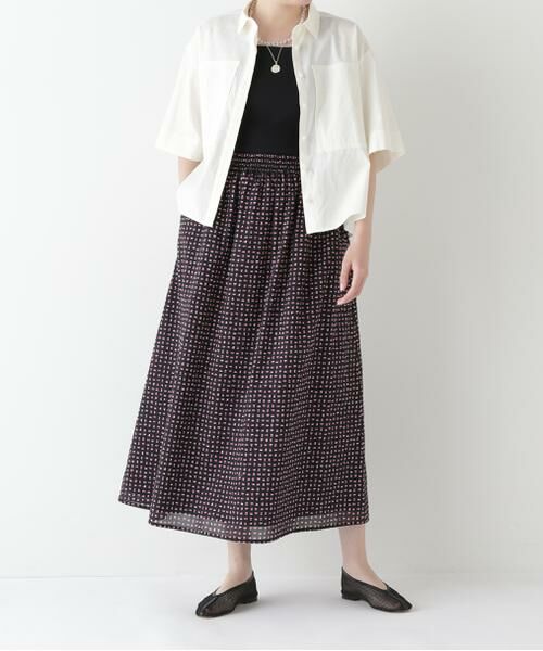 human woman/ヒューマンウーマン ◆プリントギャザーフレアースカート ネイビー3 M human woman/ヒューマンウーマン ◆プリントギャザーフレアースカート ネイビー3 M