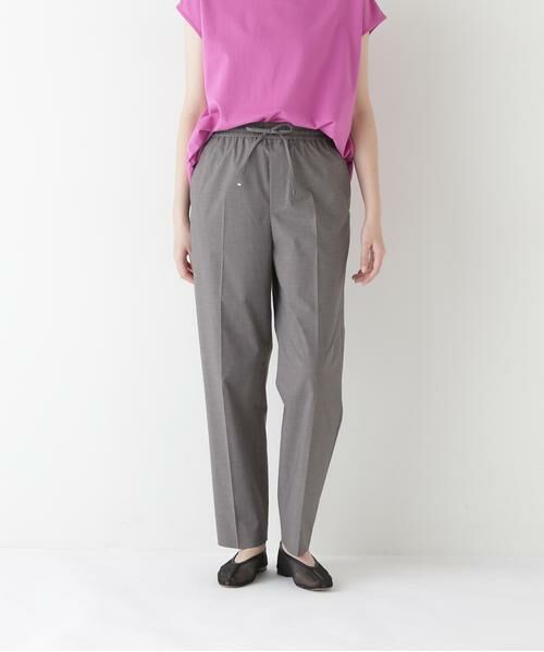 human woman/ヒューマンウーマン ◆ポプリンストレッチドローストリングテーパードパンツ トップグレー M human woman/ヒューマンウーマン ◆ポプリンストレッチドローストリングテーパードパンツ トップグレー M