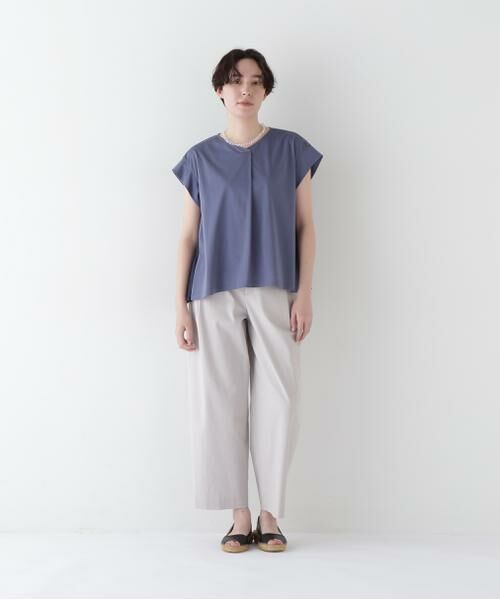 human woman / ヒューマンウーマン カットソー | 【接触冷感】プリーツドッキングカットソープルオーバー | 詳細3