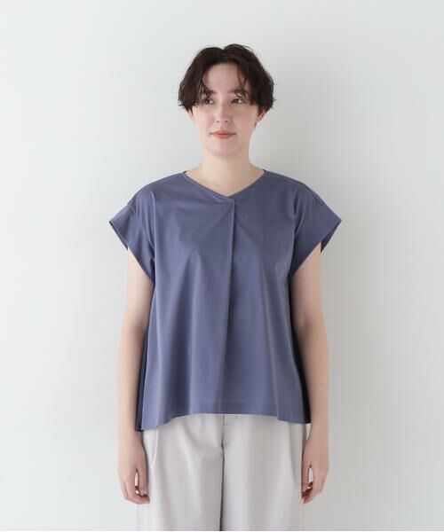 human woman / ヒューマンウーマン カットソー | 【接触冷感】プリーツドッキングカットソープルオーバー | 詳細5