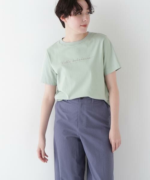 human woman/ヒューマンウーマン ◆天竺ロゴTシャツ ライトグリーン M human woman/ヒューマンウーマン ◆天竺ロゴTシャツ ライトグリーン M