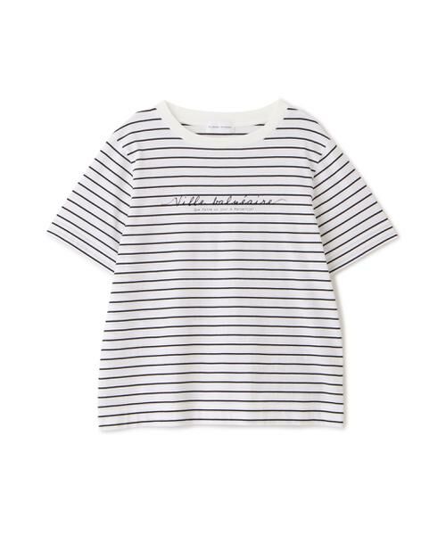 human woman / ヒューマンウーマン カットソー | ◆天竺ボーダーロゴＴシャツ | 詳細1