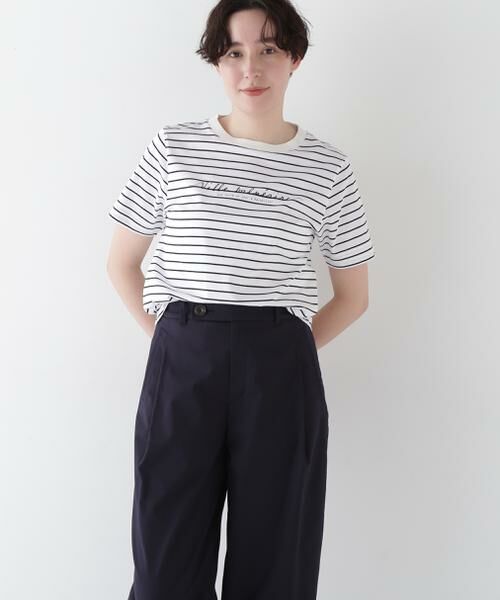 human woman / ヒューマンウーマン カットソー | ◆天竺ボーダーロゴＴシャツ | 詳細2