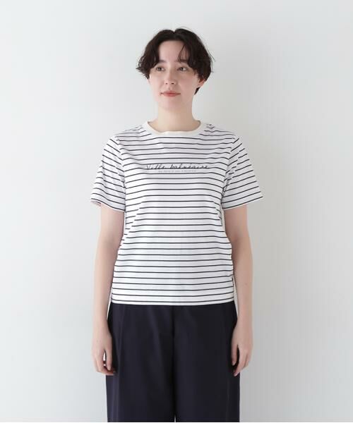 human woman / ヒューマンウーマン カットソー | ◆天竺ボーダーロゴＴシャツ | 詳細5
