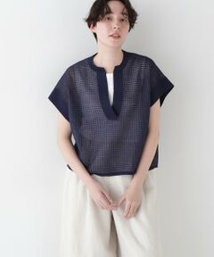 human woman / ヒューマンウーマン ニット・セーター | 【ウォッシャブル】【WEB・一部店舗限定】コットンポリエステルシアーチェックスキッパー