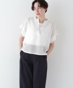 human woman / ヒューマンウーマン ニット・セーター | 【ウォッシャブル】【WEB・一部店舗限定】コットンポリエステルシアーチェックスキッパー