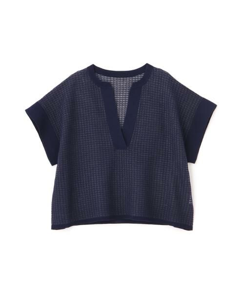 human woman / ヒューマンウーマン ニット・セーター | 【ウォッシャブル】【WEB・一部店舗限定】コットンポリエステルシアーチェックスキッパー | 詳細1