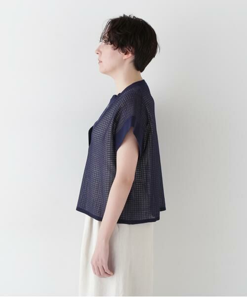 human woman / ヒューマンウーマン ニット・セーター | 【ウォッシャブル】【WEB・一部店舗限定】コットンポリエステルシアーチェックスキッパー | 詳細4