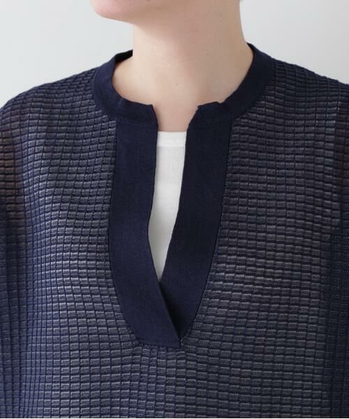 human woman / ヒューマンウーマン ニット・セーター | 【ウォッシャブル】【WEB・一部店舗限定】コットンポリエステルシアーチェックスキッパー | 詳細6