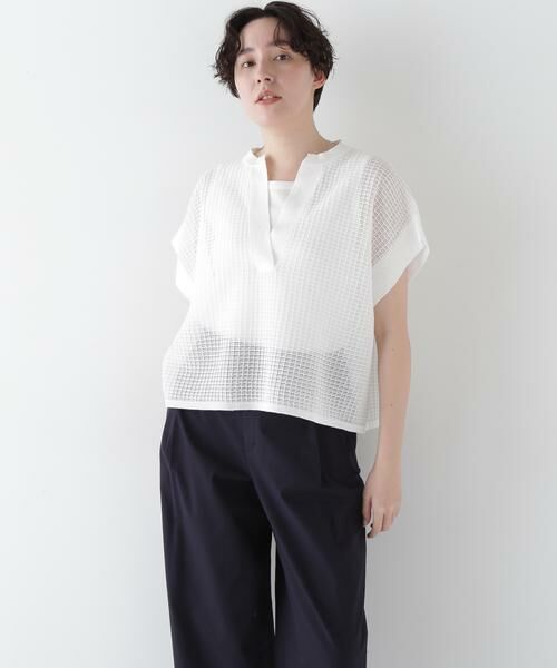 human woman / ヒューマンウーマン ニット・セーター | 【ウォッシャブル】【WEB・一部店舗限定】コットンポリエステルシアーチェックスキッパー | 詳細11