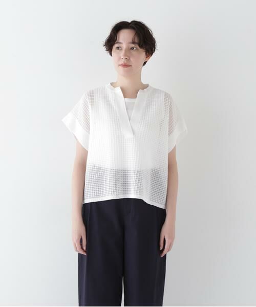 human woman / ヒューマンウーマン ニット・セーター | 【ウォッシャブル】【WEB・一部店舗限定】コットンポリエステルシアーチェックスキッパー | 詳細13