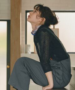 human woman / ヒューマンウーマン ニット・セーター | 【ウォッシャブル】ラメメッシュオープンカラーカーディガン