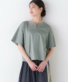 human woman / ヒューマンウーマン シャツ・ブラウス | ◆ボックスシルエットキーネックブラウス