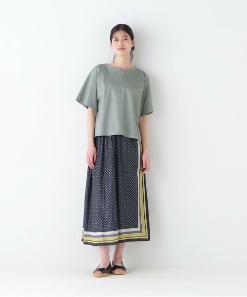 human woman / ヒューマンウーマン シャツ・ブラウス | ◆ボックスシルエットキーネックブラウス | 詳細10