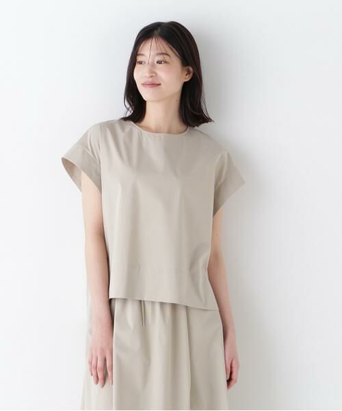 human woman / ヒューマンウーマン シャツ・ブラウス | ◆コットンポリエステルウェザーストレッチフレンチスリーブプルオーバー | 詳細3