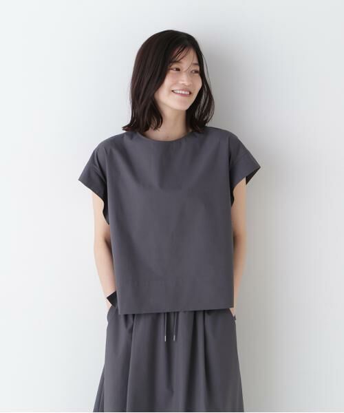 human woman / ヒューマンウーマン シャツ・ブラウス | ◆コットンポリエステルウェザーストレッチフレンチスリーブプルオーバー | 詳細13