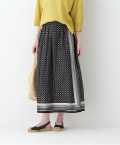 human woman / ヒューマンウーマン スカート | ◆コットンセルロースパネル幾何プリントラップライクスカート