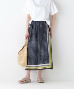 human woman / ヒューマンウーマン スカート | ◆コットンセルロースパネル幾何プリントラップライクスカート