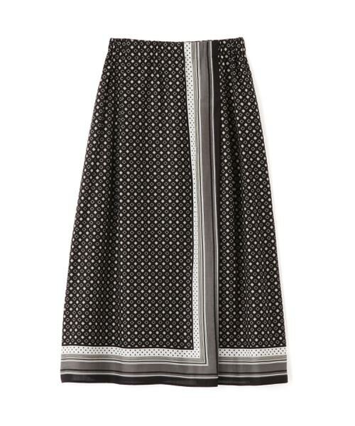 human woman / ヒューマンウーマン スカート | ◆コットンセルロースパネル幾何プリントラップライクスカート | 詳細1