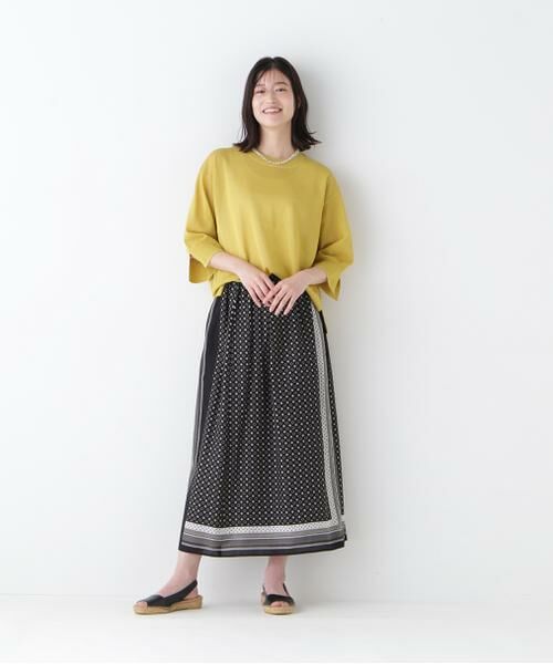 human woman / ヒューマンウーマン スカート | ◆コットンセルロースパネル幾何プリントラップライクスカート | 詳細2