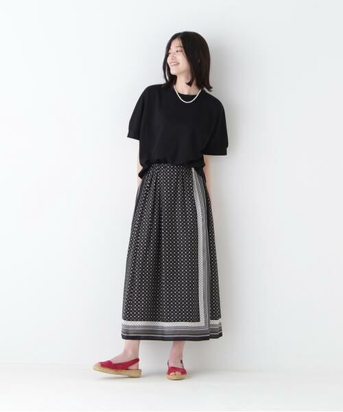 human woman / ヒューマンウーマン スカート | ◆コットンセルロースパネル幾何プリントラップライクスカート | 詳細3