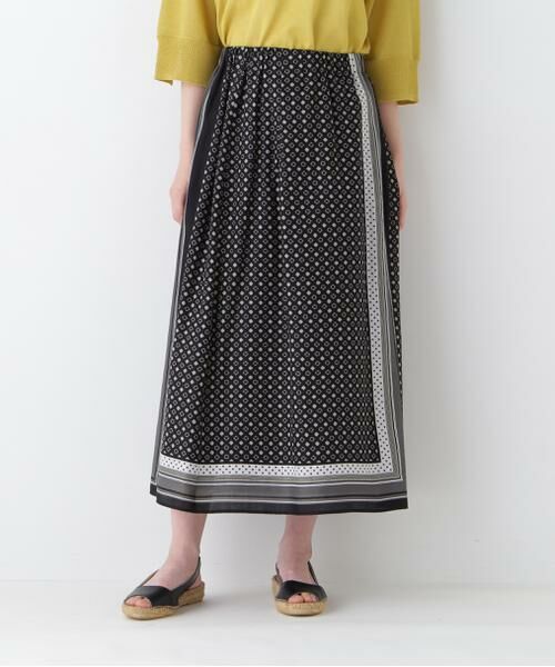 human woman / ヒューマンウーマン スカート | ◆コットンセルロースパネル幾何プリントラップライクスカート | 詳細4