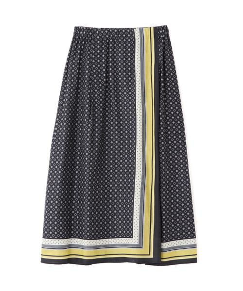 human woman / ヒューマンウーマン スカート | ◆コットンセルロースパネル幾何プリントラップライクスカート | 詳細6