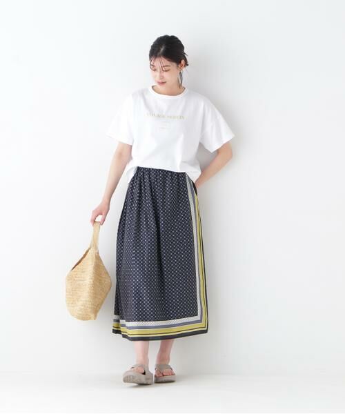 human woman / ヒューマンウーマン スカート | ◆コットンセルロースパネル幾何プリントラップライクスカート | 詳細7