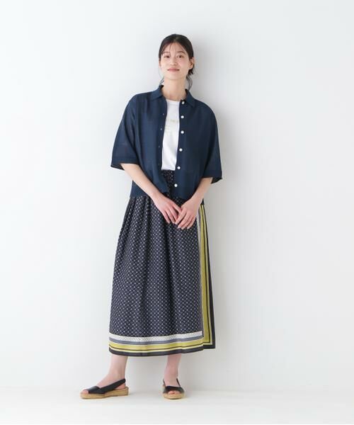 human woman / ヒューマンウーマン スカート | ◆コットンセルロースパネル幾何プリントラップライクスカート | 詳細8