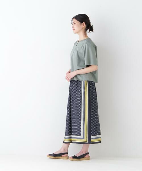 human woman / ヒューマンウーマン スカート | ◆コットンセルロースパネル幾何プリントラップライクスカート | 詳細9