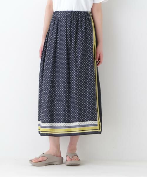 human woman / ヒューマンウーマン スカート | ◆コットンセルロースパネル幾何プリントラップライクスカート | 詳細10