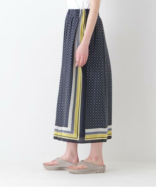 human woman / ヒューマンウーマン スカート | ◆コットンセルロースパネル幾何プリントラップライクスカート | 詳細11