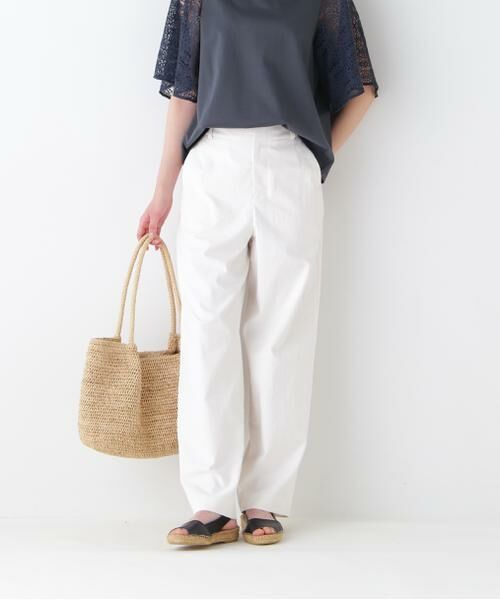 human woman/ヒューマンウーマン 【UVカット・接触冷感】クールマックス混ストレートパンツ エクリュ1 M human woman/ヒューマンウーマン 【UVカット・接触冷感】クールマックス混ストレートパンツ エクリュ1 M