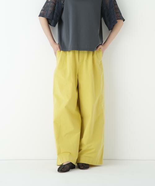 human woman/ヒューマンウーマン ◆コットンリネンウェザー近江晒シェフパンツ イエロー S human woman/ヒューマンウーマン ◆コットンリネンウェザー近江晒シェフパンツ イエロー S