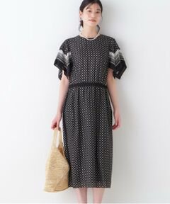 human woman / ヒューマンウーマン ワンピース | ◆コットンセルロースパネル幾何プリントフレアスリーブワンピース