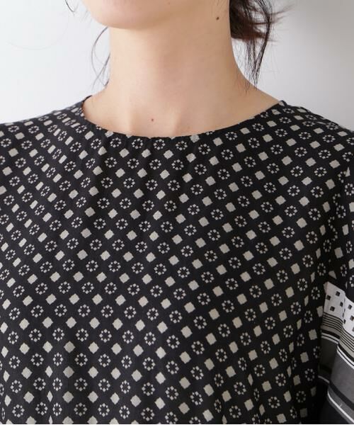 human woman / ヒューマンウーマン ワンピース | ◆コットンセルロースパネル幾何プリントフレアスリーブワンピース | 詳細6