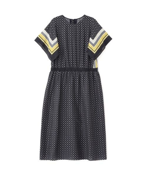 human woman / ヒューマンウーマン ワンピース | ◆コットンセルロースパネル幾何プリントフレアスリーブワンピース | 詳細11