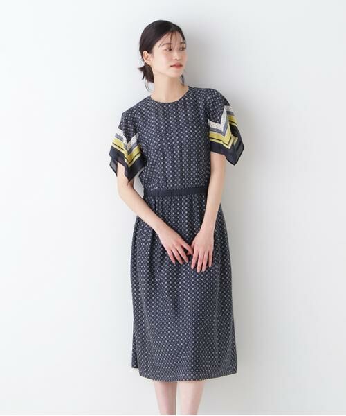 human woman / ヒューマンウーマン ワンピース | ◆コットンセルロースパネル幾何プリントフレアスリーブワンピース | 詳細13