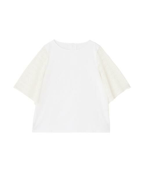 human woman / ヒューマンウーマン カットソー | 【接触冷感】ラッセルレースドッキングカットソープルオーバー | 詳細1