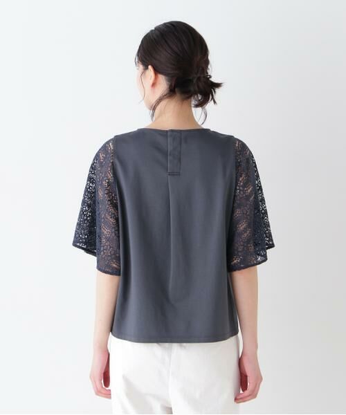 human woman / ヒューマンウーマン カットソー | 【接触冷感】ラッセルレースドッキングカットソープルオーバー | 詳細12