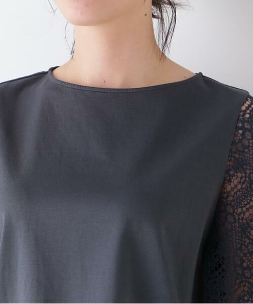 human woman / ヒューマンウーマン カットソー | 【接触冷感】ラッセルレースドッキングカットソープルオーバー | 詳細13