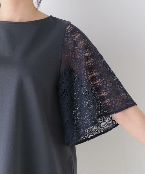 human woman / ヒューマンウーマン カットソー | 【接触冷感】ラッセルレースドッキングカットソープルオーバー | 詳細14