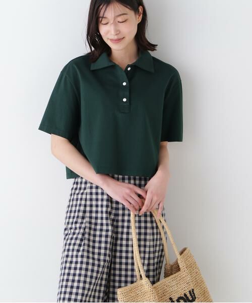 human woman/ヒューマンウーマン ◆天竺カットソー ダークグリーン M human woman/ヒューマンウーマン ◆天竺カットソー ダークグリーン M