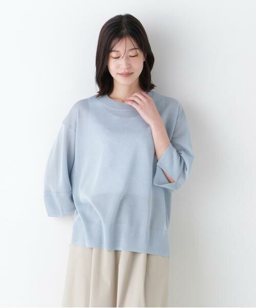 human woman / ヒューマンウーマン ニット・セーター | 【ウォッシャブル】シアーハイゲージクルーネックプルオーバー | 詳細3