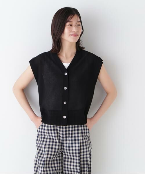 human woman / ヒューマンウーマン ニット・セーター | ◆綿ナイロン鹿の子ジレ | 詳細6