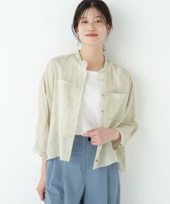 human woman / ヒューマンウーマン シャツ・ブラウス | ◆ラミーバンドカラーシャツブラウス