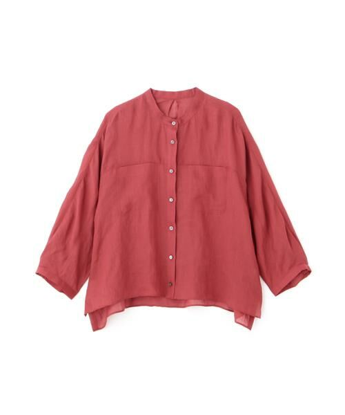 human woman / ヒューマンウーマン シャツ・ブラウス | ◆ラミーバンドカラーシャツブラウス | 詳細1