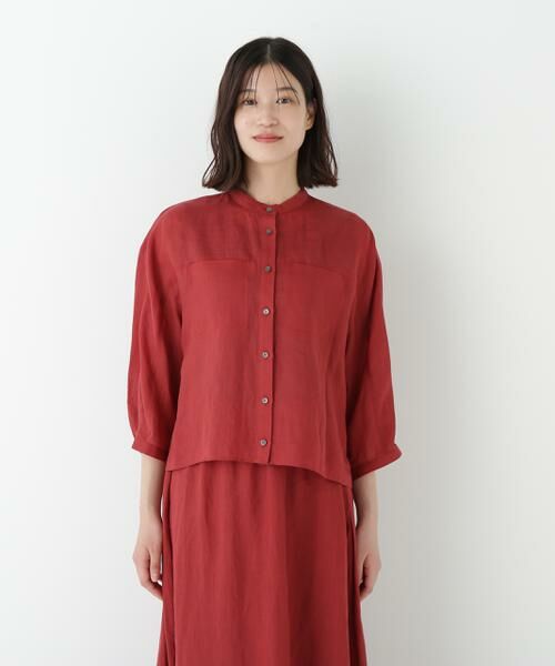 human woman / ヒューマンウーマン シャツ・ブラウス | ◆ラミーバンドカラーシャツブラウス | 詳細4