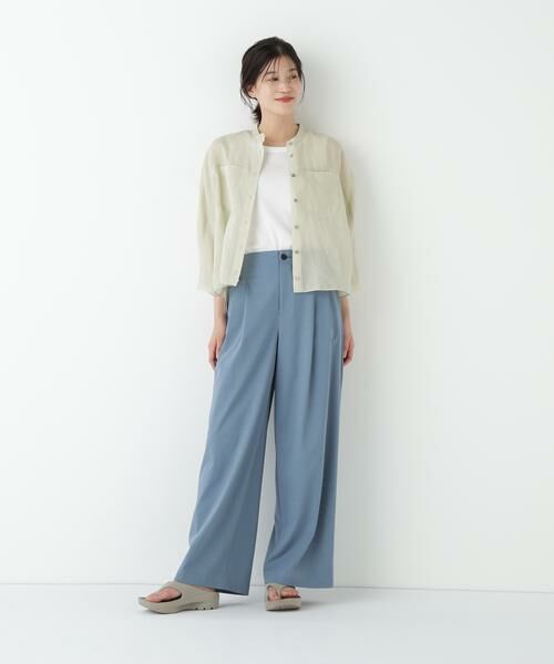 human woman / ヒューマンウーマン シャツ・ブラウス | ◆ラミーバンドカラーシャツブラウス | 詳細8