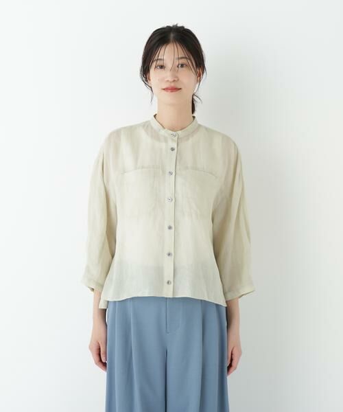 human woman / ヒューマンウーマン シャツ・ブラウス | ◆ラミーバンドカラーシャツブラウス | 詳細9